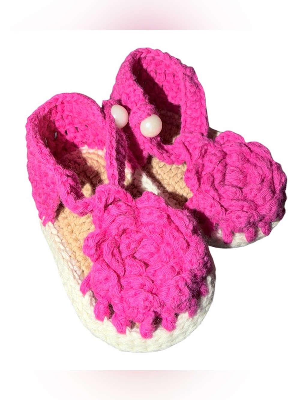Baby Deer Pink Crochet Baby Booties Floral Accent Newborn